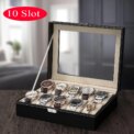 10 Grids Watch Box ,Watch Display Case Mens Watch Case With Glass Lid, Jewelry and Watch Storage Watch Organizer for Men Women - Image 6