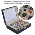 10 Grids Watch Box ,Watch Display Case Mens Watch Case With Glass Lid, Jewelry and Watch Storage Watch Organizer for Men Women - Image 4