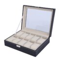 10 Grids Watch Box ,Watch Display Case Mens Watch Case With Glass Lid, Jewelry and Watch Storage Watch Organizer for Men Women - Image 2