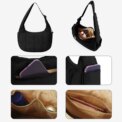 Puffer Shoulder Bag Nylon Adjustable Strap Crescent Bag for Women Quilted Handbag with Zipper Hobo Bag for Work Travel