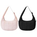 Puffer Shoulder Bag Nylon Adjustable Strap Crescent Bag for Women Quilted Handbag with Zipper Hobo Bag for Work Travel - Image 2