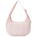 Puffer Shoulder Bag Nylon Adjustable Strap Crescent Bag for Women Quilted Handbag with Zipper Hobo Bag for Work Travel - Image 4