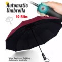 10 Ribs  Umbrella Windproof Rainy Travel Folding- Easy Auto Open Close, Durable & Compact Umbrella Portable Umbrella for Trave