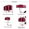10 Ribs  Umbrella Windproof Rainy Travel Folding- Easy Auto Open Close, Durable & Compact Umbrella Portable Umbrella for Trave - Image 3