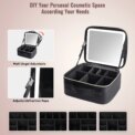 Travel Makeup Bag With LED Lighted Mirror, Makeup Train Case With Adjustable Dividers For Home,Gift,Vacation - Image 4