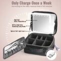 Travel Makeup Bag With LED Lighted Mirror, Makeup Train Case With Adjustable Dividers For Home,Gift,Vacation - Image 3