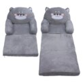 Kids Sofa Cartoon Gray Dog  Foldable Wide Handle Soft Breathable Toddler Chair for Reading Relaxing Sleeping Toddler Chair - Image 6