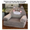 Kids Sofa Cartoon Gray Dog  Foldable Wide Handle Soft Breathable Toddler Chair for Reading Relaxing Sleeping Toddler Chair