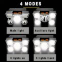 COB LED Motion Sensor Head Torch Headlight Waterproof USB Rechargeable Headlamp - Image 4
