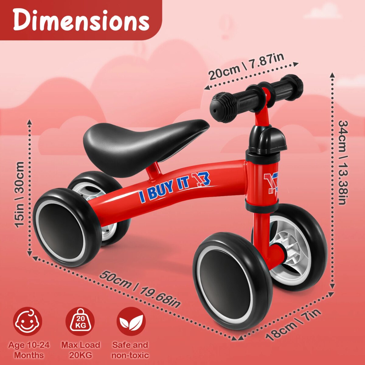 Baby Balance Bike, No Pedal Toddler Balance Bike, Lightweight Ride on Toys for Kids, Children's First Bike Training Bicycle - Image 2