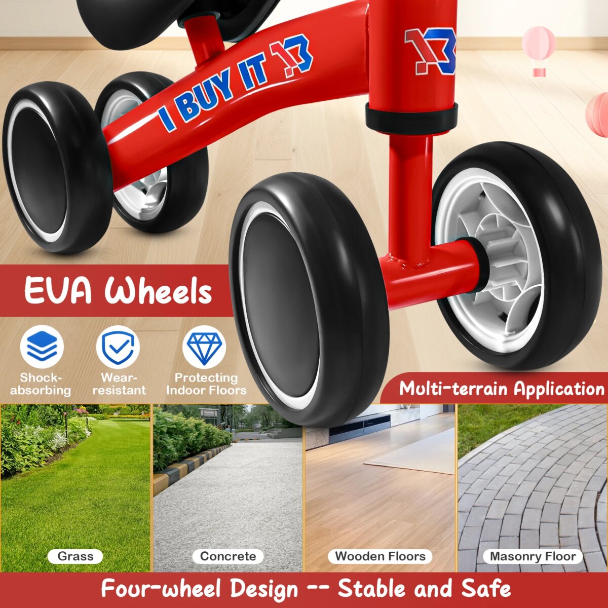 Baby Balance Bike, No Pedal Toddler Balance Bike, Lightweight Ride on Toys for Kids, Children's First Bike Training Bicycle - Image 6