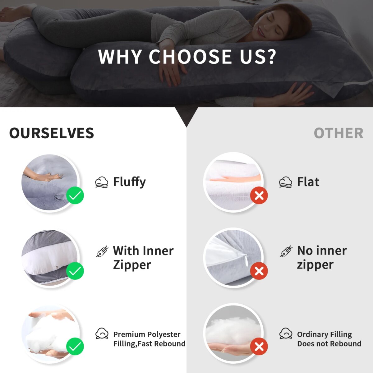 Pregnancy Pillows for Sleeping, G Shaped Full Body Maternity Pillow with Removable Cover - Support for Belly for Pregnant Women - Image 6