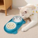 Tieker Stainless Steel Double Bowl Pet Feeder Slow Feeder Cat and Dog Bowl Non-slip Base Pet Feeding Water Bowl - Image 5