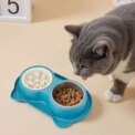 Tieker Stainless Steel Double Bowl Pet Feeder Slow Feeder Cat and Dog Bowl Non-slip Base Pet Feeding Water Bowl - Image 4