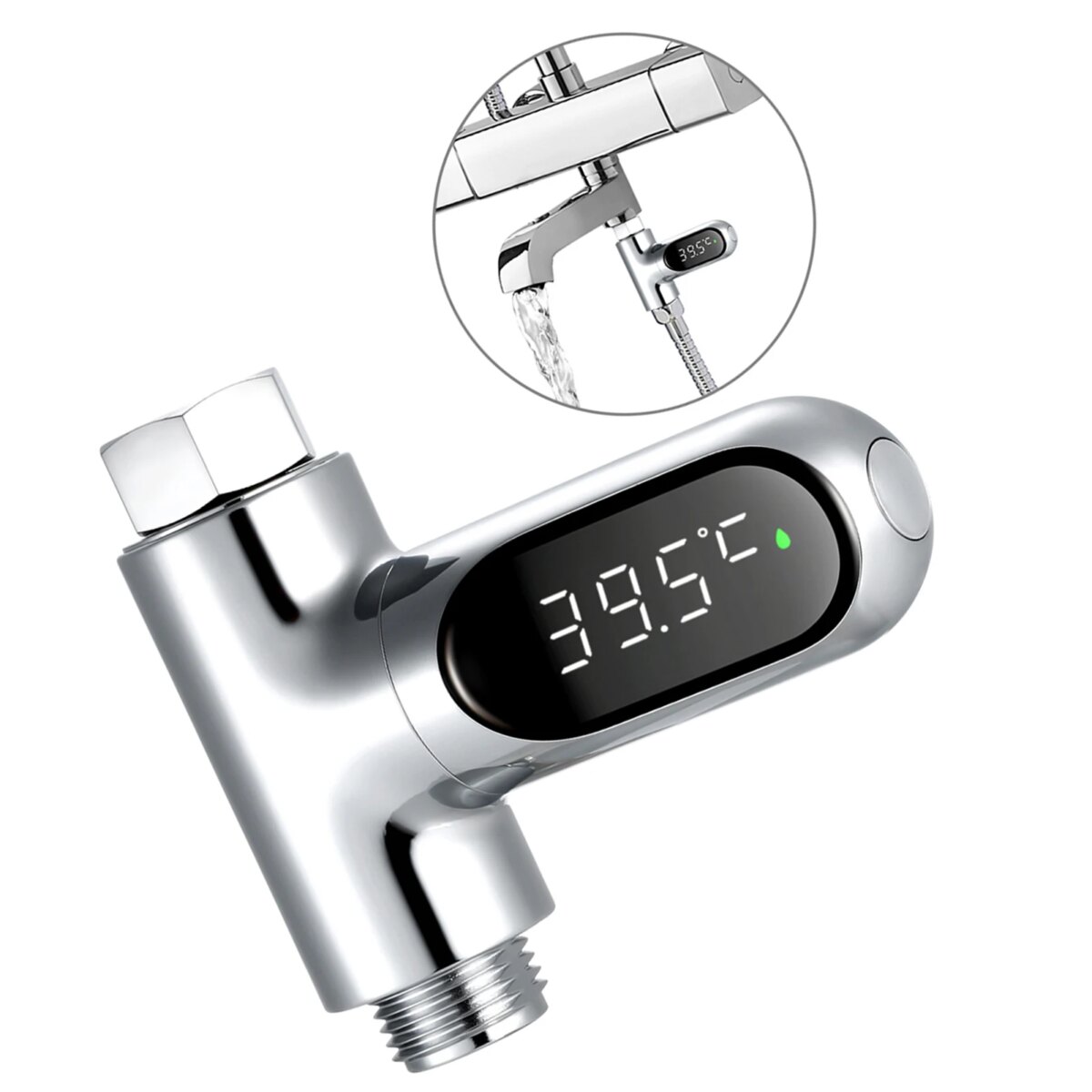 LED Digital Shower Temperature Display 0~100℃  Bath Water Thermometer Celsius/ Fahrenheit Display 360° Rotating Screen for Home - Image 1