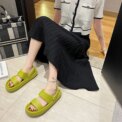1 Pair EVA Cool Summer Slipper Girls Beach Walking Sandals Traveling Slides Flat Heel Shoes Footwear Green Size 40/41 - Image 2