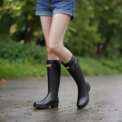 Modishion women's new fashion high top non-slip waterproof rain boots commuting solid color rain boots