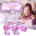 Roller Skates for Girls Boys for Kids 4 Size Adjustable Light Up Luminous Roller Skate Pink S