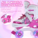 Roller Skates for Girls Boys for Kids 4 Size Adjustable Light Up Luminous Roller Skate Pink S - Image 5