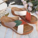 Ladies Wedge Sandals Comfortable Wedge Slides Non Slip Slip On Footwear Breathable Platform Cross Strap Slippers for Beach - Image 4