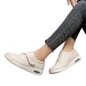 Women Diabetic Shoes Leather Walking Shoes Comfortable Lightweight Edema Sneakers Air Cushioned Shoes for Plantar Fasciitis - Image 3