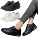 Women Diabetic Shoes Leather Walking Shoes Comfortable Lightweight Edema Sneakers Air Cushioned Shoes for Plantar Fasciitis