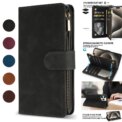 Wallet Multi-card Zipper Kickstand Magnetic Flip Leather Case For iPhone 16e 15 Pro Max 14 Plus 13 Mini 12 11 SE2 X XS XR 8 7