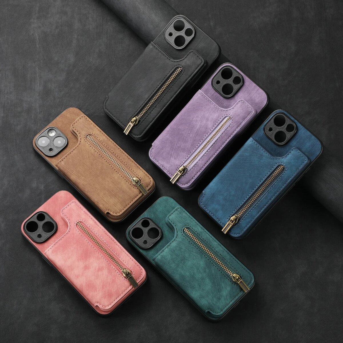 Zipper Cards Solt Wallet Leather Case For iPhone 16 Pro Max 15 14 Plus 13 12 11 XS XR Se2022 Pocket Magnetic Double Buckle Cover - Image 6