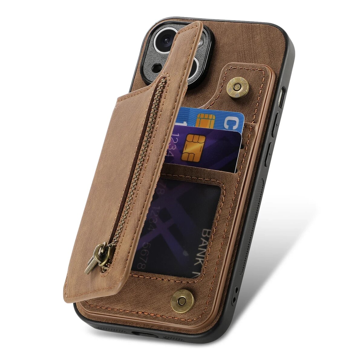 Zipper Cards Solt Wallet Leather Case For iPhone 16 Pro Max 15 14 Plus 13 12 11 XS XR Se2022 Pocket Magnetic Double Buckle Cover - Image 3