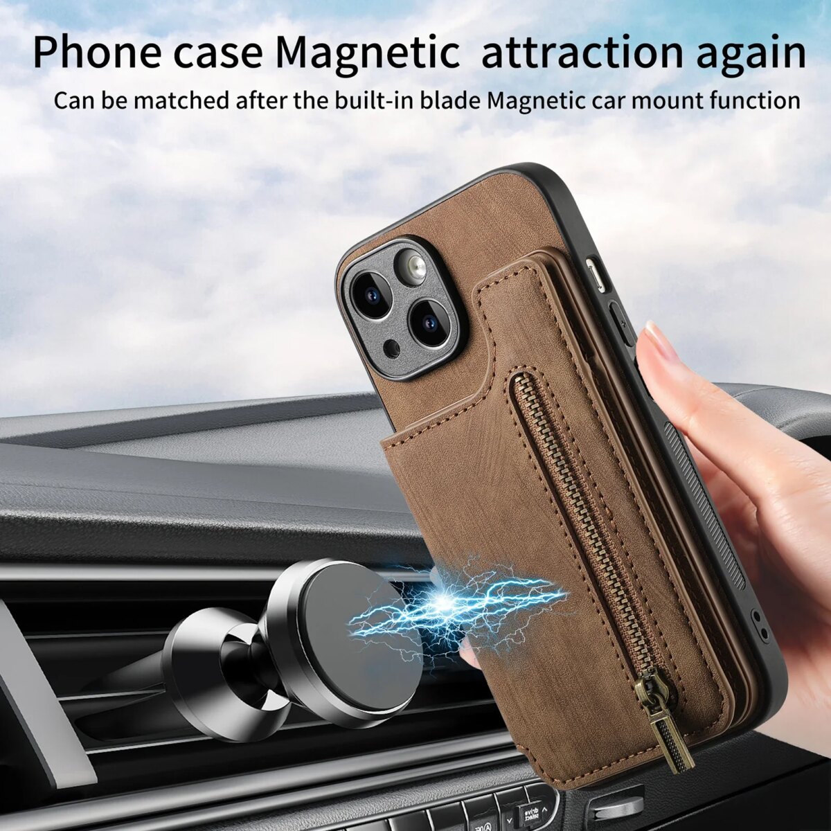 Zipper Cards Solt Wallet Leather Case For iPhone 16 Pro Max 15 14 Plus 13 12 11 XS XR Se2022 Pocket Magnetic Double Buckle Cover - Image 4
