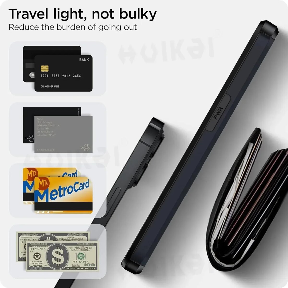 Case For iPhone 16 Pro Max 16 Plus 15 Pro 15 14 13 12 11 Wallet Card Holder Slide Slot Slim Hard PC Heavy Duty Protective Covers - Image 5