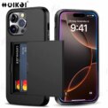 Case For iPhone 16 Pro Max 16 Plus 15 Pro 15 14 13 12 11 Wallet Card Holder Slide Slot Slim Hard PC Heavy Duty Protective Covers