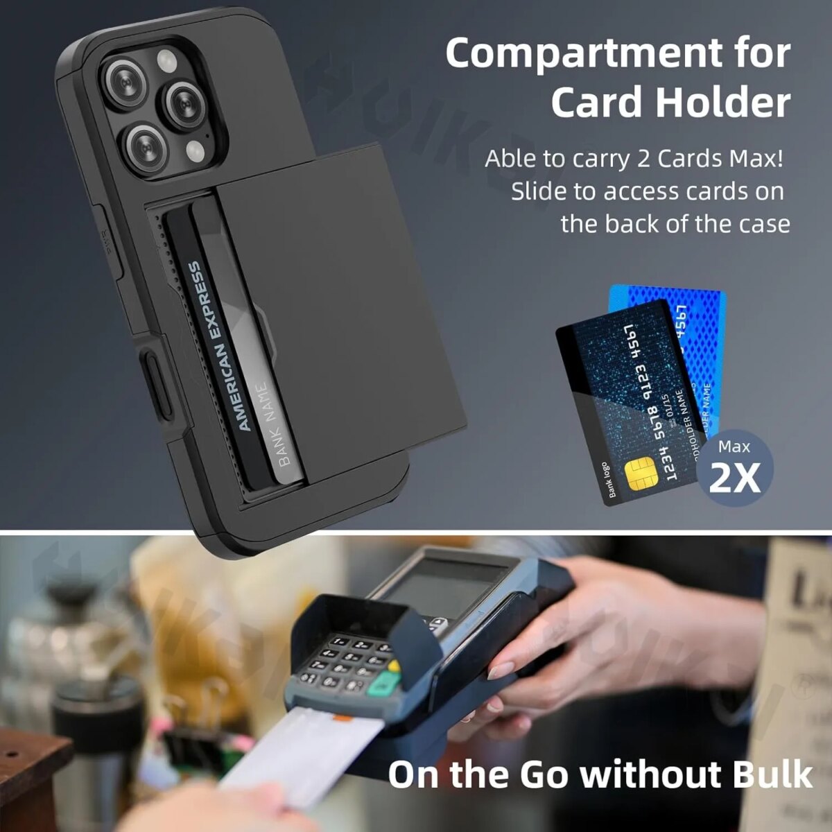 Case For iPhone 16 Pro Max 16 Plus 15 Pro 15 14 13 12 11 Wallet Card Holder Slide Slot Slim Hard PC Heavy Duty Protective Covers - Image 4