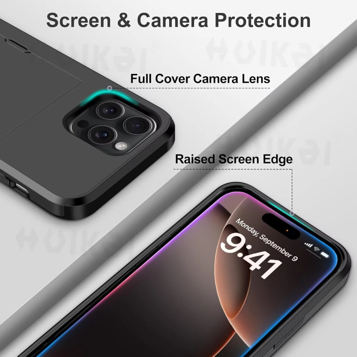 Case For iPhone 16 Pro Max 16 Plus 15 Pro 15 14 13 12 11 Wallet Card Holder Slide Slot Slim Hard PC Heavy Duty Protective Covers - Image 2