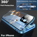 Clear 360° Full Protection Metal Magnetic Double-Sided Glass Press Phone Case for iPhone 16e 16 Pro Max 14 13 12 15 Pro Max Case - Image 2