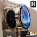 8K HD Camera Lens Protector Tempered Glass For iPhone 16 Pro Max Metal Ring Camera Full Cover Clear Film For iPhone 15 Pro Max