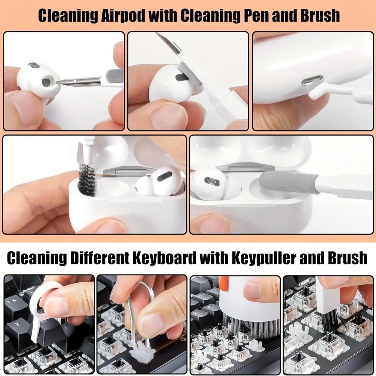 Cleaning brush for iPhone Airpods Phone slot charging port Earphone cleaning stick Laptop keyboard Digital camera lens wipe kit - Image 5