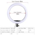 26cm 10inch Led Selfie Ring Light Round Ring Lamp with Phone Holder Photography Fill Lighting with Tripod for Youtube Live Video - Image 3