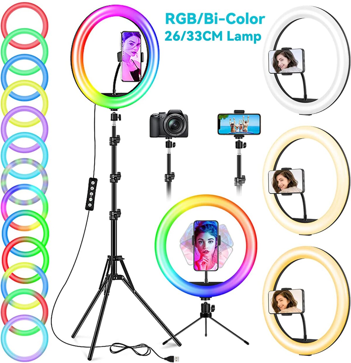 26cm 10inch Led Selfie Ring Light Round Ring Lamp with Phone Holder Photography Fill Lighting with Tripod for Youtube Live Video - Image 1
