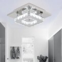 Single-Tier Crystal Ceiling Light 12W LED Cool White Polished Chrome, Semi-Flush Mount for Low Ceilings 20x20x8cm - Image 2