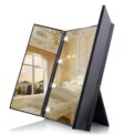 Portable LED Three Sided Makeup Mirror Folding Design Travel Vanity Cosmetic Mirror with Light Adjustable Stand for Beauty Gifts - Image 4