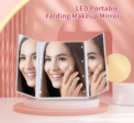 Portable LED Three Sided Makeup Mirror Folding Design Travel Vanity Cosmetic Mirror with Light Adjustable Stand for Beauty Gifts - Image 2