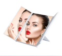 Portable LED Three Sided Makeup Mirror Folding Design Travel Vanity Cosmetic Mirror with Light Adjustable Stand for Beauty Gifts