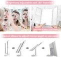 2X 3X Magnification Makeup Mirror Triple Told 22LED Lampstand Vanity Mirror Supports USB and Dry Battery Charging Square Mirror - Image 5