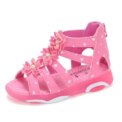 Girls Sandals Flowers Kids Roman Sandals Children Gladiator Shoes Soft Leather With Dots Zipper Pearl Beading Toddler 1-12 Years - Image 2