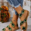 Yellow Embroidered Faux Flower Fashion Sandals Flat Plus Size 43 Summer Outdoor Beach Shoes Travel Mom Shoes - Image 5