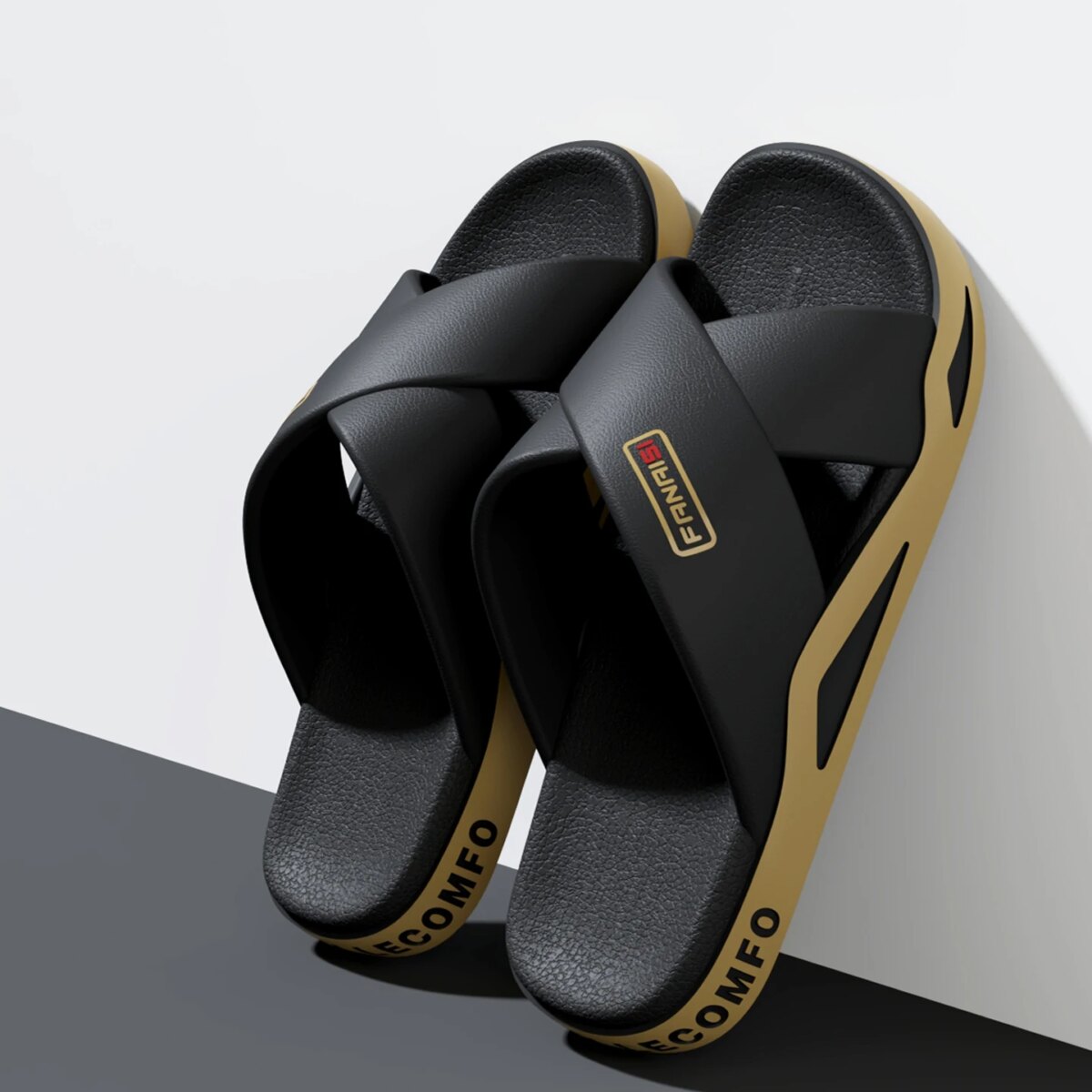 Men's Outdoor Fashion Sandals-Cross Strap Open Toe Slide Sandal,Non-Slip Bath Shower Slippers,Beach Shoes for Swimming & Walking - Image 2