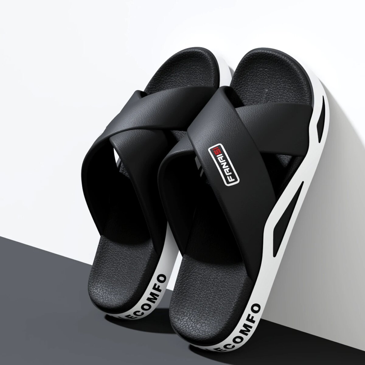 Men's Outdoor Fashion Sandals-Cross Strap Open Toe Slide Sandal,Non-Slip Bath Shower Slippers,Beach Shoes for Swimming & Walking - Image 6