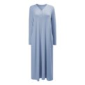 Modishion Loose Cotton Women's V-neck Long Sleeve Nightdress Button Homewear Pajama Dress - Image 6