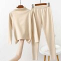 Female Thermal Underwear Long Sleeve Slimming Pajama Elastic Half-high Collar Warm Warming Accessory Light Khaki XXL